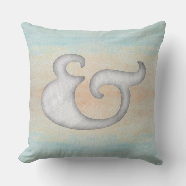 Coussin Aquarelle #Esperluette #Nautique | Blanc & Océan (Recto)