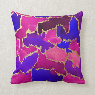 Coussin Aquarelle et huile d'or dans les tons de bijoux