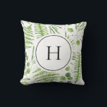 Coussin Aquarelle et Motif d'Eucalyptus<br><div class="desc">Monogramme coussin avec des illustrations d'aquarelle de fermiers verts et de motif d'eucalyptus. Personnalisez en ajoutant vos initiales. Ce coussin verdoyant est parfait pour un cadeau personnalisé. Des éléments correspondants sont disponibles.</div>