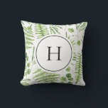 Coussin Aquarelle et Motif d'Eucalyptus<br><div class="desc">Monogramme coussin avec des illustrations d'aquarelle de fermiers verts et de motif d'eucalyptus. Personnalisez en ajoutant vos initiales. Ce coussin verdoyant est parfait pour un cadeau personnalisé. Des éléments correspondants sont disponibles.</div>