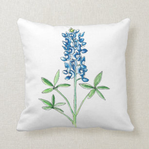 Coussin Aquarelle et stylet bleu