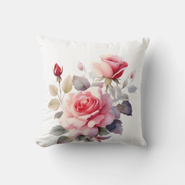 Coussin Aquarelle étonnante floraison Rose couverture Cous (Recto)