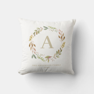 Coussin Aquarelle feuillage cadeau personnalisé