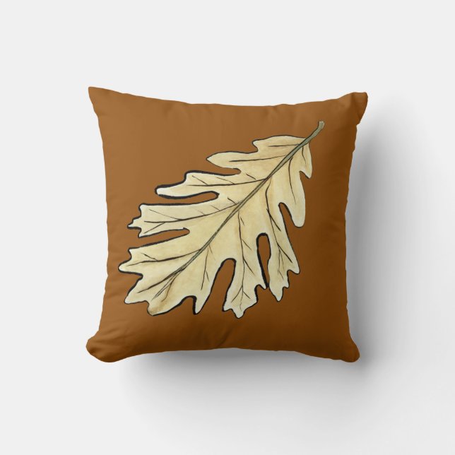 Coussin Aquarelle feuille chêne (Recto)