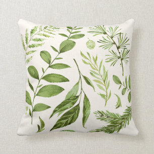 Coussin Aquarelle Feuille de verdure rustique 