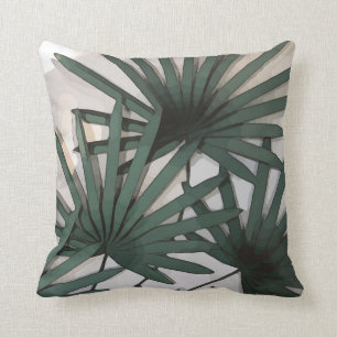 Coussin Aquarelle Feuille deux côtés vert foncé et gris