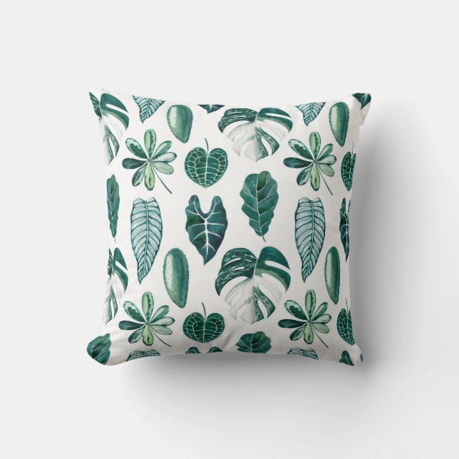 Coussin Aquarelle feuille tropicale motif transparent avec (Recto)
