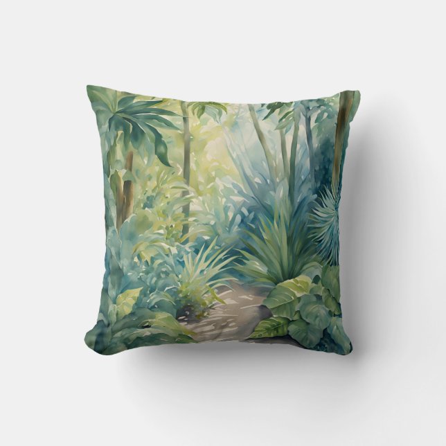 Coussin Aquarelle Feuille tropicale Palm Trees Plante (Recto)