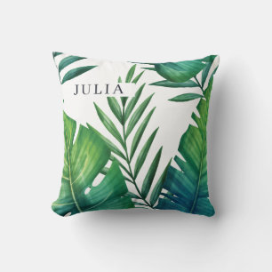 Coussin Aquarelle Feuille Tropicale personnalisée