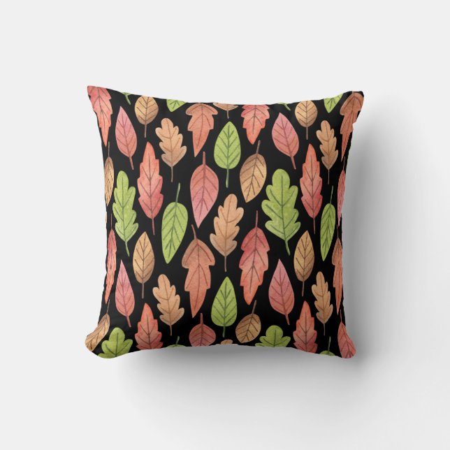 Coussin Aquarelle feuilles d'automne : motif transparent (Recto)