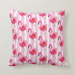 Coussin Aquarelle Flamant rose rose Jeu