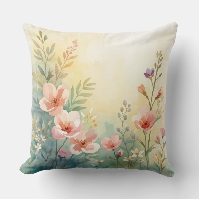 Coussin aquarelle Fleur de printemps (Recto)