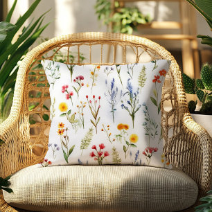 Coussin Aquarelle fleur sauvage Été Floral Botanique