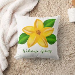Coussin Aquarelle Fleur sauvage jaune Bienvenue Ressort