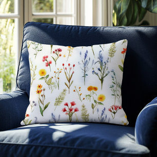 Coussin Aquarelle Fleur sauvage mignonne été botanique