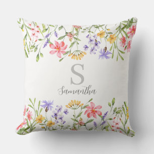 Coussin Aquarelle Fleur sauvage personnalisée