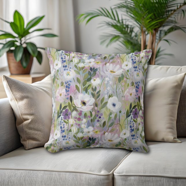 Coussin Aquarelle Fleurie de Douce Prairie (Créateur téléchargé)