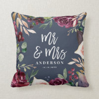 Aquarelle fleurie + script mariage Mr & Mrs.