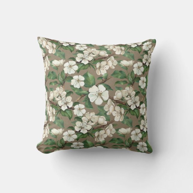 Coussin Aquarelle Fleurs Apple : Motif Vintage. (Recto)
