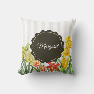 Coussin Aquarelle Fleurs de printemps Illustration florale