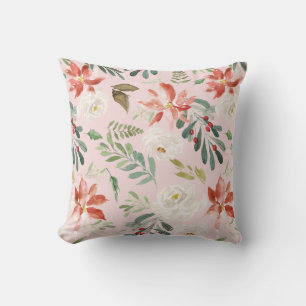 Coussin Aquarelle Fleurs d'hiver Fleurs d'Hiver Fruits cre