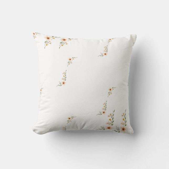 Coussin Aquarelle Fleurs mignonnes minimalistes (Recto)