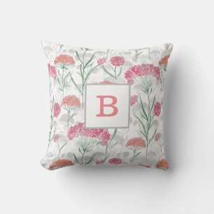 Coussin Aquarelle, fleurs, Monogramme, personnalisée,
