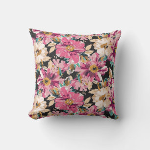 Coussin Aquarelle Fleurs Motif Design Jeu d'oreiller