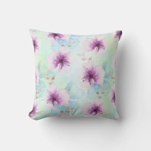 Coussin Aquarelle Fleurs pourpres