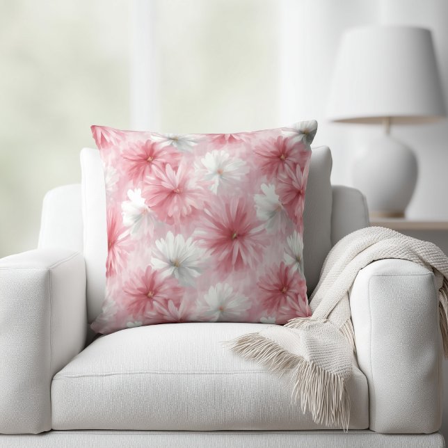 Coussin Aquarelle fleurs roses et blanches (Créateur téléchargé)