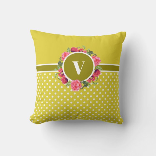 Coussin Aquarelle Fleurs rouges et roses Cercle de couronn (Recto)