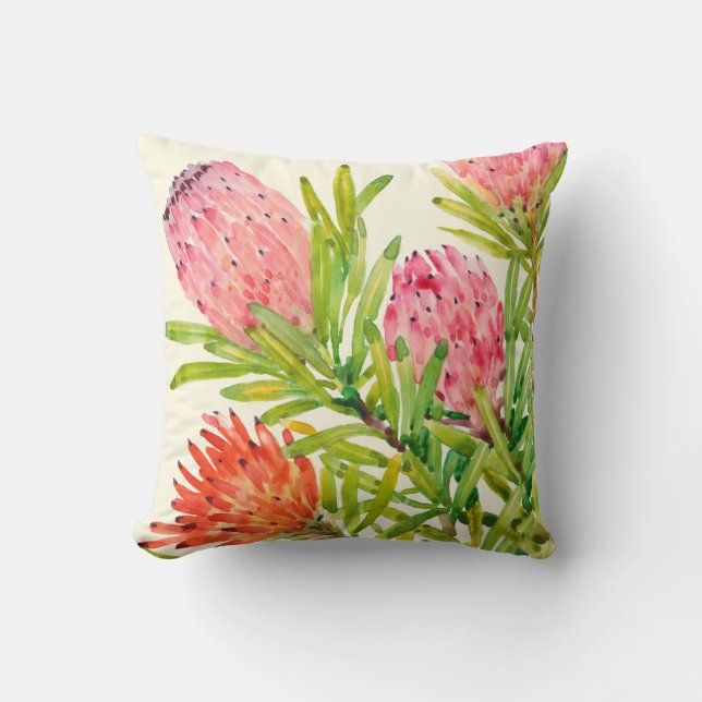 Coussin Aquarelle Fleurs tropicales (Recto)