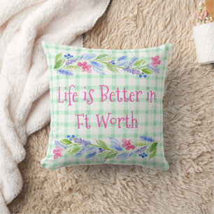 Coussin Aquarelle floral à carreaux LIFE est meilleur NOM