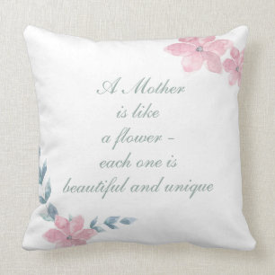 Coussin Aquarelle Floral belle mère Citation