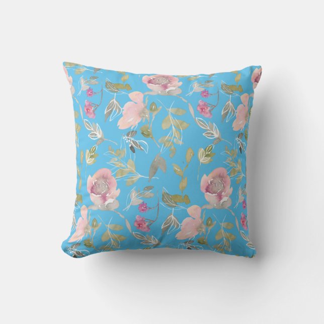 Coussin Aquarelle Floral Doodle Jeu d'oreiller (Recto)