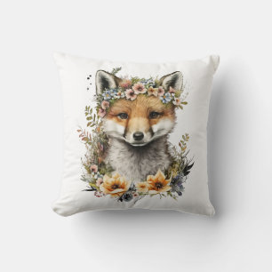 Coussin Aquarelle Floral Fox Cute