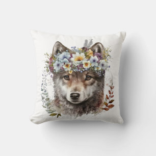 Coussin Aquarelle Floral Wolf