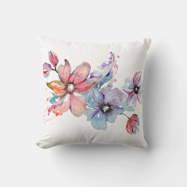 Coussin Aquarelle florale (Recto)
