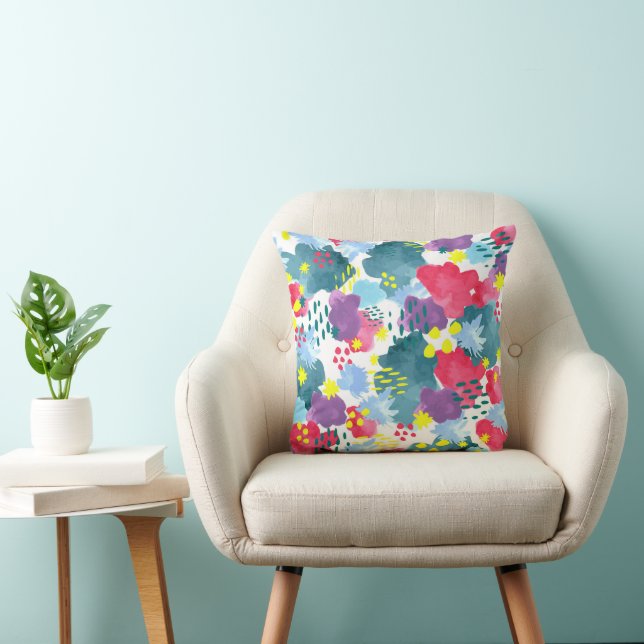 Coussin Aquarelle florale abstraite (Chaise)