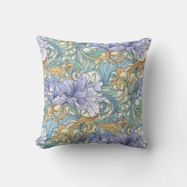 Coussin Aquarelle Florale Art Nouveau Fond d'écran Design (Recto)