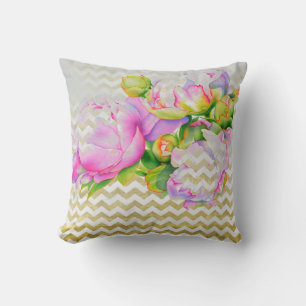 Coussin Aquarelle florale classique et élégante de pivoine