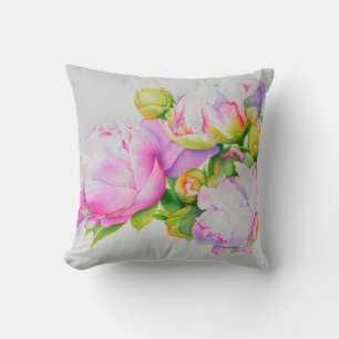 Coussin Aquarelle florale classique et élégante de pivoine