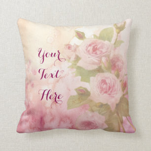 Coussin Aquarelle florale de beaux roses roses mous