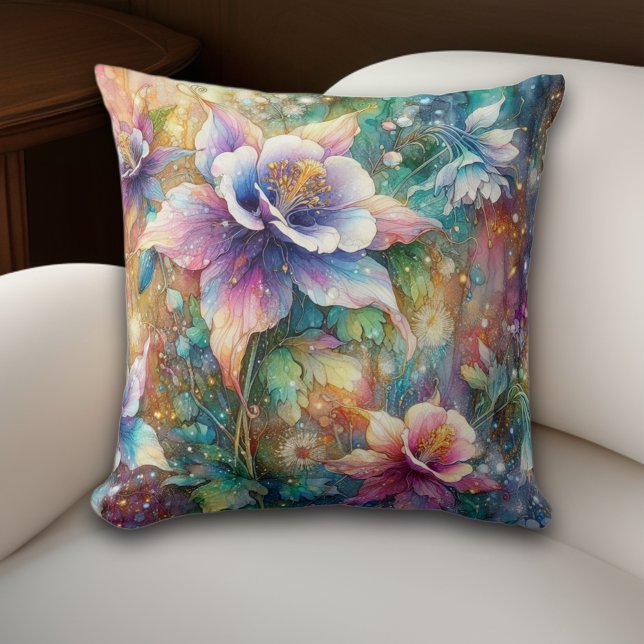 Coussin Aquarelle florale de capucines fantaisistes de pri (Créateur téléchargé)