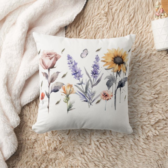 Coussin Aquarelle florale - Gi élégant et artistique (Couverture)
