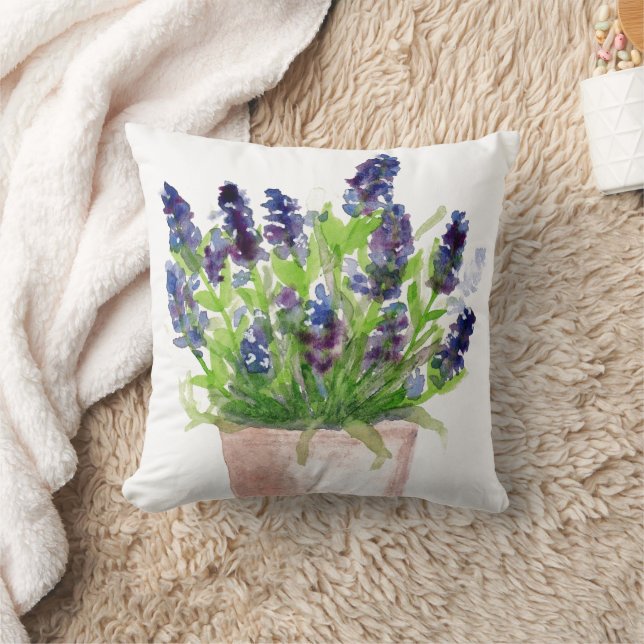 Coussin Aquarelle Florale Lavande (Couverture)