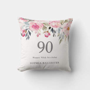 Coussin Aquarelle florale magnifique 90e anniversaire