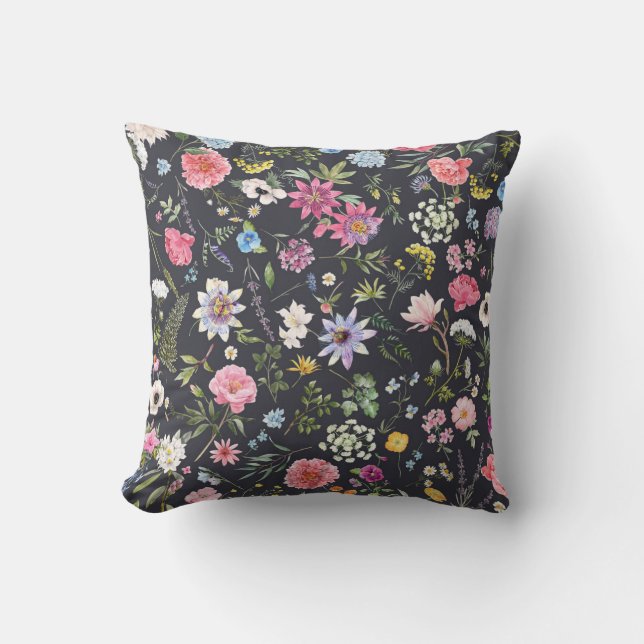 Coussin Aquarelle Florale : Motif d'été doux. (Recto)
