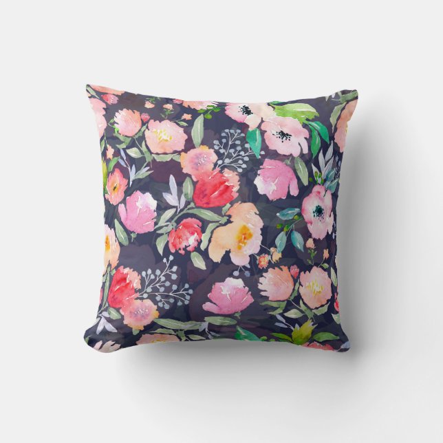 Coussin Aquarelle florale motif et sans soudure b (Recto)