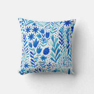 Coussin Aquarelle florale Plantes texture transparente